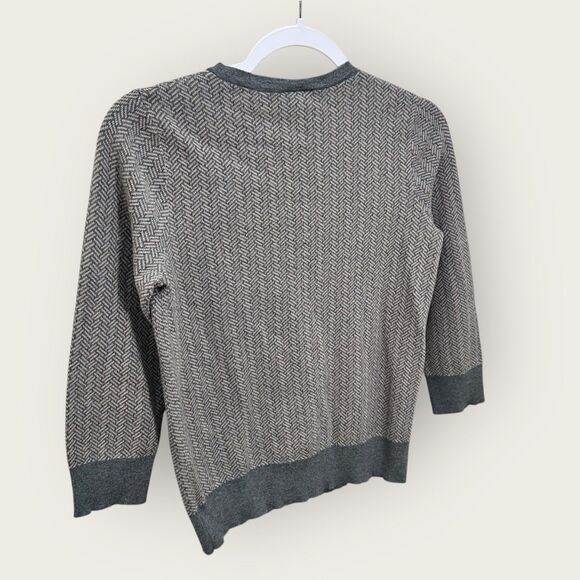 Women’s Flower Cardigan Gray Pink Knit Button Down Cottagecore Prairie Modest S - Picture 8 of 9